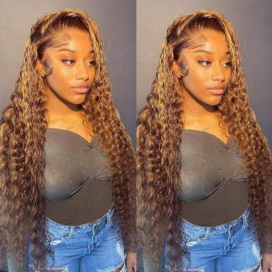 Water Wave Ombre Brown Highlights Lace Frontal Wigs Colored BB Human Hair - BBOUTIQUE HAIR