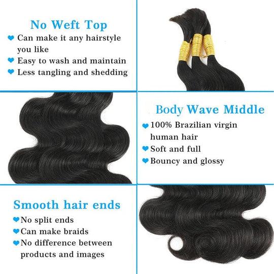 Bulk Human Hair No Weft 16 To 26 Inch Bulk Hair Extensions Crochet Braids - BBOUTIQUE HAIR