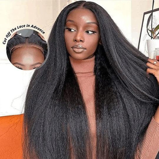 Kinky Straight 7x4.5 Pre Cut Glueless Wear Go Lace Wig Pre Plucked Human Hair - BBOUTIQUE HAIR