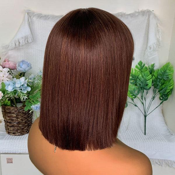 Colored Straight Bob Wig Brown Color Short Wig With Bangs - BBOUTIQUE HAIR